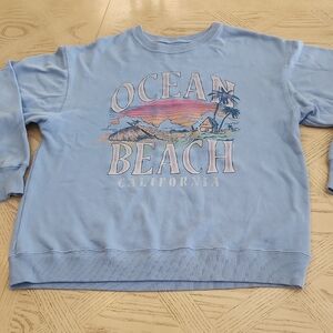 Hollister Blue Ocean Beach Graphic Crewneck Sweatshirt Size XS